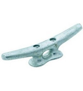ATTWOOD MARI 12102-1 8' IRON DOCK CLEAT For Small Boats And Docks; Open Base; 8 Inch Length; Galvanized; Silver; Cast Iron; With Two 3/8 Inch Fasteners; Single; Bulk Packaging
