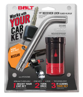 STRATTEC SEC 7023583 5/8 BOLT RCVR LOCK-NISSAN Bent Pin; 5/8 Inch Diameter; 3.55 Inch Length; For Use With Class III/ IV/ V Hitch; With Keyed Lock; With Dust Cover; Single; Opens With Vehicle Ignition Key