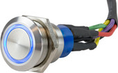 SEA DOG 403063-1 STAINLESS PUSH ON/OFF SWITCH SPST On/ Off Switch; 1.5 Ampere; 10 To 24 Volt DC; IP65 Waterproof; Blue LED Indicator; Corrosion Resistant; 7/8 Inch Depth; 304 Stainless Steel