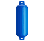 POLYFORM 74-434-019 8.8' X 26.8' TWIN EYE FENDER Ribbed; Cylinder; 8.8 Inch Diameter x 26.8 Inch Length For 25 Feet To 35 Feet Boat; Twin Eye Design; Blue; PVC; Single