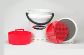 SHURHOLD IND 2463 5 GALLON WHITE BUCKET KIT + BASE 5 Gallon Capacity; Rope Handle; White; 14-3/4 Inch Height x 12 Inch Width Dimension; With Base/ Lid And Padded Seat Combo/ Grate/ Caddy