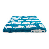 CAMCO 53440 LIBATC - FLEECE BLANKET  BLUE  QUEE 90 Inch Length x 90 Inch Width; RV Print; Polyester; Machine Washable
