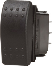 BLUE SEA 7938-BSS SWITCH CONTURA2 DPDT (ON)OFF(ON) BL 20 Amps At 12 Volts/ 15 Amps At 24 Volts; Rocker Switch; Mom On-Off-Mom On Switch Action; Double Pole Double Throw; Non-Lighted; Black