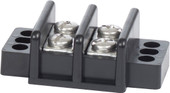 BLUE SEA 2502-BSS TERMINAL BLOCK/IND 2CIRC 30A 2 Circuit; 30 Amps; 600 Volts AC/DC; Screw Terminal; Black; Nickel Plated Brass Bus With Phenolic Base; Closed Back Design