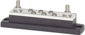 BLUE SEA 2128-BSS MAXIBUS 6 X 10-24 STUD COMMON 2 Stud Terminal/ 6 Screw Terminal; 300 Volts AC/ 48 Volts DC; 250 Amps; Plastic Base With Tin-Plated Copper Bus; Insert Molded Stainless Steel Stud
