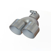 SPEEDFX TP022540 EXHST TP POL 2.5' IN 4' OUT 8.4'L 2-1/2 Inch Inlet; 4 Inch Outlet; 304 Stainless Steel; Dual Round; Dual Angle Cut; Double Wall Construction; Polished Stainless Steel With Laser Engraved Maxflow Xtreme Logo