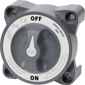 BLUE SEA 3001-BSS SWITCH BATTERY HD ON/OFF W AFD 32 Volts DC; Single Circuit ON-OFF; 600 Amps; Gray; With Alternator Field Disconnect; Tinned Copper Stud
