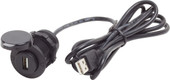 BLUE SEA 1044-BSS 12VDC USB 2.0 PORT W/ EXT CABLE Outdoor/ Indoor Use; Non Ground Fault Interrupter; Single Receptacle; Black; With 5 Foot Cable