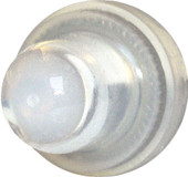 BLUE SEA 4135-BSS BOOT RESET BUTTON CLEAR Use With Thermal Push Button Circuit Breaker To Protect Against Wet Environments; 3/8 Inch -27 UNS Thread Size; Clear; Silicone Rubber Case With Nickel-Plated Brass Thread