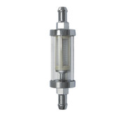 SPEEDFX 9272 FUEL FILTER 3/8 CHROME OE Replacement; In-Line; Gasoline; 3/8 Inch Inlet/ Outlet; Paper Element; Clear With Chrome Plated Fittings; Glass And Steel Housing; Single