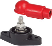 BLUE SEA 2003-BSS POWERPOST 3/8IN 3/8 Inch-16 Thread Size; 7/8 Inch Length; 48 Volts; Stainless Steel; With Red Cover; Connects High Amperage Cables Securely