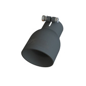 SPEEDFX TB112540 EXHST TP BLK 2.5' IN 4' OUT 7'L 2-1/2 Inch Inlet; 4 Inch Outlet; 304 Stainless Steel; Round; Angle Cut; Double Wall Construction; Black Powder Coat Finish With Laser Engraved Maxflow Xtreme Logo