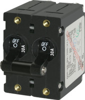 BLUE SEA 7237-BSS CIRCUIT BREAKER AA2TOGGLE 30A BLK 30 Ampere; 120/ 240 Volt AC/ 32 Volt DC; For Blue Sea System Electrical Panels; Black; Double Pole Magnetic Hydraulic Type; Toggle Actuator; #10-32 Screw Terminal; Single