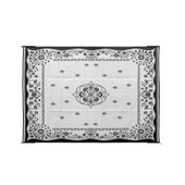 CAMCO 42853 9'X12' OUTDOOR MAT-CHARCO 12 Foot x 9 Foot; Charcoal Oriental; Mold and Mildew Resistant Material; Reversible Fabric; Without Grommets; With Corner Tie Down Loops; Without Storage Bag