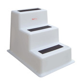 TAYLOR MADE 47300 STEPSAFE DOCK STEP- TRIPLE TREAD Rounded Edge Steps With Triple Treads; 35 Inch Length x 25 Inch Width x 25-1/2 Inch Height; White; Polyethylene; 300 Pound Weight Capacity; For Marine Applications
