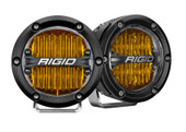 RIGID IND 36121 360-SERIES PRO SAE FOG YELLOW PAIR LED Bulb; Yellow Bulbs; 4 Inch Round; 40 Watt Bulbs Amp Draw 2.86 AMP; SAE Fog Beam; 3445 Raw Lumens; Yellow Lens; Black Housing; Surface Mount; Set Of 2