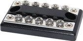 BLUE SEA 2701-BSS DUALBUS COM +/- 5CIRC 10 Screw Terminal; 300 Volts AC/ 48 Volts DC; 100 Amps; ABS Base With Tin-Plated Copper Bus