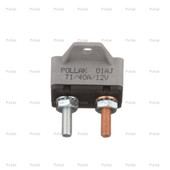 POLLAK 54-240PLV 40 AMP CIRCUIT BREAKER PK 40 Amp/ 12 Volt DC; Single Pole Thermal Type; Plastic Base; Automatic Reset; With 90 Mounting Bracket; Single; With Visi/Pak