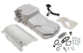 HOLLEY 302-21 OIL PAN  LT RETROFIT - AS CAST For Gen-V LT Direct Injected Engines; Drag Race; 6.1 Quarts; With Windage Tray; For Use With Driver Side Dipstick; Rear Wet Sump; With Baffle; Natural; Cast Aluminum