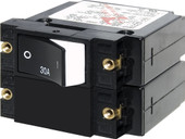 BLUE SEA 7574-BSS CIRCUIT BREAKER A2RSD ROCKER30A 30 Amps/ 120/ 240 Volt AC/ 32 Volt DC; Double Pole Magnetic Hydraulic Type; Raised Rocker Actuator; No 10-32 Screw Terminal; Single