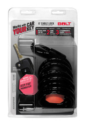 STRATTEC SEC 7032295 6' CABLE LOCK JEEP CENTER CUT 6 Foot Length; Key Lock; 1/4 Inch Black Vinyl Coated Coiled Cable; Opens With Vehicle Ignition Key; For Jeep Center Cut Key