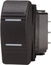 BLUE SEA 8300-BSS SWITCH CONTURA DPDT ON-ON BLK 20 Amps At 12 Volts/ 15 Amps At 24 Volts; Rocker Switch; On-On Switch Action; Double Pole Double Throw; LED; Black; Ignition Protected