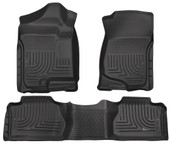 HUSKYLINER 98211 W.B.SILVERADO XCAB 07-11 Molded Fit; Smooth Arcing Ribs/ Raised Heel Pad; Black; Rubber; 3 Piece