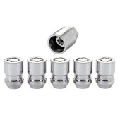 MCGARD 24554 4 PAK WHL LOK SET 12X1.25 Lug Nut Lock; 12 Millimeter X 1.25 Thread Size; Conical Seat; Acorn Lug; 1.28 Inch Overall Length; 13/16 Inch Wrench Size; Chrome Plated; Steel; Set Of 5 With Key