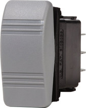 BLUE SEA 8234-BSS SWITCH CONTURA SPDT(ON)-OFF-(ON) 20 Ampere At 12 Volts/ 15 Ampere At 24 Volts; Rocker Switch; Mom On-Off-Mom On Switch Action; Single Pole Double Throw; Non-Lighted; Black With Gray Actuator