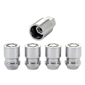 MCGARD 24193 4 PACK 1/2 CONE SEAT LOCK Lug Nut Lock; 1/2 Inch-20 Thread Size; Conical Seat; Acorn Lug Use With Steel/ Aluminum Wheels; 1.28 Inch Overall Length; 3/4 Inch Wrench Size; Chrome Plated; Steel; Set Of 4 With Key