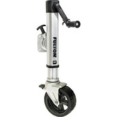 FULTON 1413040134 F2 WIDE TRACK TRAILER JAC Manual Wide Track Sidewind Jack; 1600 Pound Lift Capacity; 10 Inch Screw/ 8 Inch Mount Travel; Bolt-On Mount; Painted; Silver; Steel; With Handle Hold-Up/ Wheel Wedge Features And Bolt-On Mounting Hardware