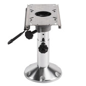 WISE SEATING 8WP21-374 ADJUSTABLE PEDESTAL WITH SEAT SLIDE Adjustable Height Pedestal; 12 Inch To 18 Inch Adjustable Height; 9 Inch Diameter Post; Polished Anodized; Aluminum; ABYC Code - AD; With Fore And Aft Slide Mount/ Recessed Mounting Holes
