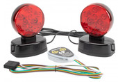 HOPKINS C6304 WIRELESS TOW LIGHT 2PK Magnetic Mount; 65 Foot Length Cable; 2 Stop/ Tail/ Turn LED Lights and Transmitter With Standard 4 Flat Wire Vehicle Trailer Light Connector; Red Lens