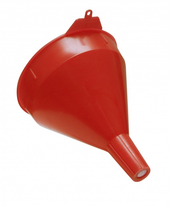 WIRTHCO 32002 2-QT RED FUNNEL W/SCREEN Round; 6-1/2 Inch Top Inside Diameter x 8-1/2 Inch Overall Height; 1-1/16 Inch Spout Outside Diameter x 2-3/8 Inch Spout Length; 2 Quart Capacity; Red; Polyethylene; With Screen