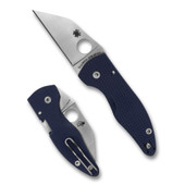 Spyderco MicroJimbo, Folding Knife, 2.45" Wharncliffe Blade, 6.22" Overall Length, CPM SPY27 Blade Steel, Plain Edge, Satin Finish, Silver, Blue G-10 Handle, Compression Lock C264GPCBL