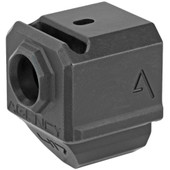 Agency Arms Gen4 Compensator, Features a single top venting port and a front sight hole, Two set screws with an Allen Wrench and a vial of Rockset are included in package, Fits Glock 17/19/34, Standard 1/2X28 thread pitch, Black finish 417S-G4-BLK