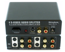 1x4 (1:4) 4-Way S-Video + Stereo Analog R/L Audio Splitter Amplifier SB-3716