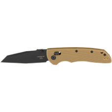 Hogue Deka, Folding Knife, CPM MagnaCut, Cerakote Finish, Black, Plain Modified Wharncliffe Edge, 3.25" Blade, Flat Dark Earth Polyamide Nylon 12 Grips 24367