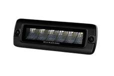 HELLA 358176221 BLACK SERIES 6LED MINIBAR FLOOD - F LED; 7.7 Inch Length; 6 Clear Bulb; 30 Watt/ 2.6 Amp At 12 Volt/ 1.3 Amp At 24 Volt; Flood Beam; 1600 Lumens; Clear Lens; Black Housing; Flush Mount; With Mounting Hardware