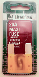 LITTELFUSE MAX20BP MAXIFUSE 5 CDS/PACK  20A Yellow Blade; 20 Amp; Slow Blow; Pack Of 5; Carded