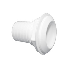 T-H MARINE TH-1502XS-DP 1 1/2' EXTRA SHORT STRAIGHT BARBED Used as Overflow Drain For Baitwell; Thru Hull Mount; Straight Extra Short; 1-1/2 Inch Hose Size; Plastic; White; Single