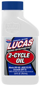LUCAS OIL 10058 SEMI-SYNTHETIC 2-CYCLE OI SAE 20; Semi-Synthetic; 2.6 Ounce Bottle; Single