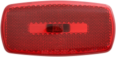 OPTRONICS MC32RBP RECT REF/CL/MARK LIGHT T-I RED Incandescent; Oblong; 4 Inch Length x 2 Inch Width x 1-1/8 Inch Depth; Red Lens; White ABS Housing; With Reflex Lens; 12 Volt DC; Surface Mount; Polypack Packaging