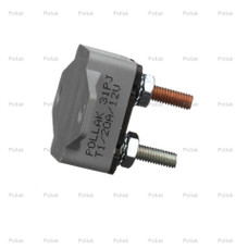 POLLAK 54-220PL 20 AMP CIRCUIT BREAKER BU 20 Amp/ 12 Volt DC; Single Pole Thermal Type; Plastic Cover; Automatic Reset; With 90 Mounting Bracket; Single