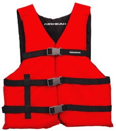 AIRHEAD 30002-15-A-RD AIRHEAD GENERAL PURPOSE LIFE VEST Life Vest; Fits Chest Sizes 30 Inch To 52 Inch; Harmonized U S Coast Guard And Transport Canada Approved;Adult; Poly-e Flotation/ Polyester Shell; Red; Open Sides With 3 Buckles