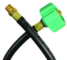 JR PRODUCTS 07-30855 1/4' OEM PIGTAIL QCC1 15' 1/4 Inch Inside Diameter Rubber Pigtail Hose; QCC (Quick Check Connector) Type 1 Connection x 1/4 Inch Male Pipe Thread End; 15 Inch Length; UL/ CSA Approved