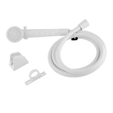 DURA FAUCET DF-SA130-WT SHW HEAD & HOSEWHITE Hand-Held With 60 Inch Reinforced Vinyl Hose; White; Plastic; With Mounting Bracket And Hose Guide Ring/ Water Saving Trickle Valve Switch On Shower Head
