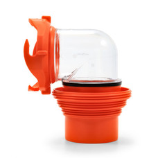 CAMCO 39736 RHINOFLEX ELBOW & 4N1 ADAPTER For Connecting Sewer Hose to Dump Station; Translucent Bayonet Elbow Fitting With 4-in-1 Adapter; Orange