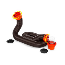CAMCO 39761 RHINOFLEX RV SEWER KIT 15 Foot Length; 23 Mils Polyolefin Reinforced With Steel Wire; Black Hose; With Swivel Lug and Swivel Bayonet Fittings/ Translucent Elbow With 4-In-1 Fitting