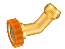 VALTERRA LLC A01-0019VP 45 DEGREE HOSE SAVER LEAD 45 Degree Connector Used To Prevent Hose Kinking at Connection Point; Brass; With Retail Package